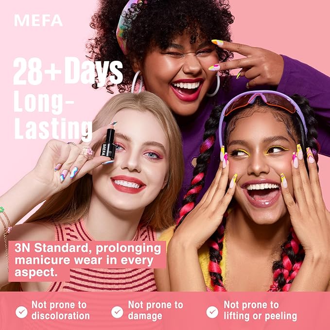 MEFA 60 Pcs Gel Nail Polish Kit with U V Light 32 Colors Popular Soak Off Nude Pink Red Gel Polish Nail Set with Matte/Glossy Gel Top Base Coat Manicure Tools Nail Art Decorations DIY Salon