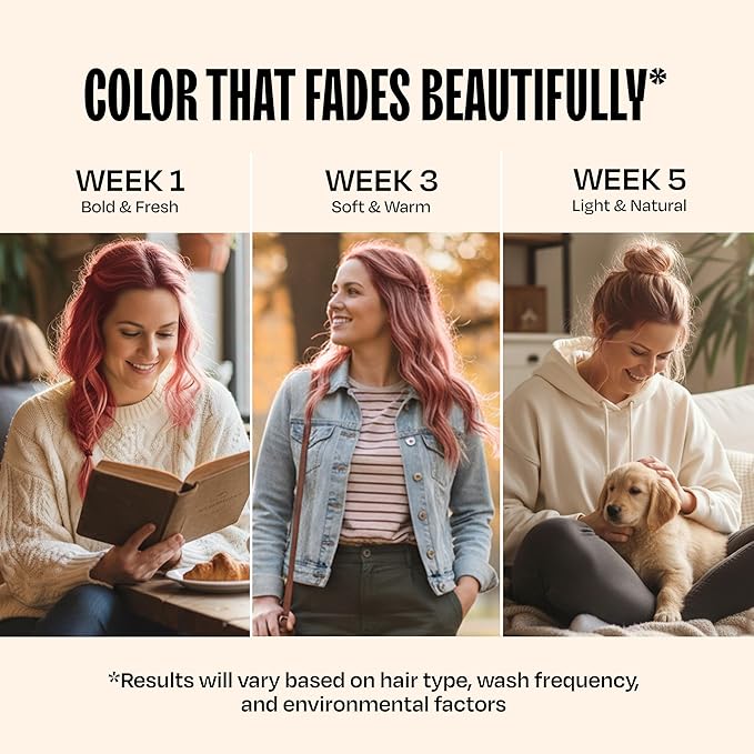 Overtone Semi Permanent Hair Color Conditioner Rose Gold for Brown is Golden Rose 8 oz Nourishing Damage-Free Color Depositing Mask for All Hair Types with Shea Butter &amp Coconut Oil Vegan