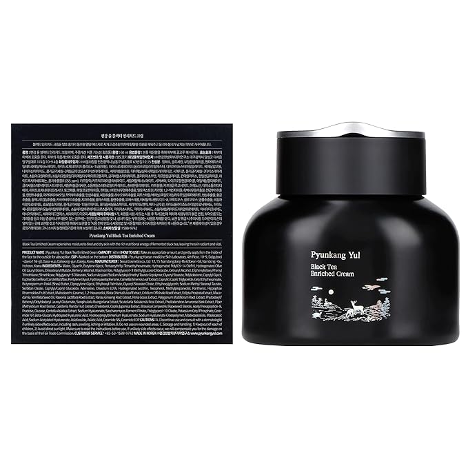 Pyunkang Yul [PKY] Black Tea Enriched Cream for Anti-aging Condensed Nutrition for Fine Line Care with Kombucha Ginseng Extract Zero-Irritation Korean Skincare (2.02 Fl. Oz 60ml)