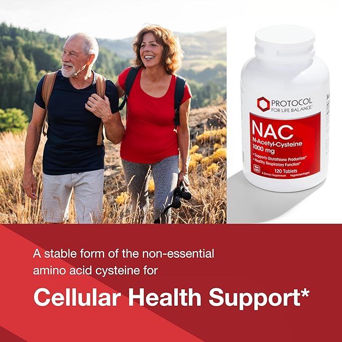 PROTOCOL FOR LIFE BALANCE NAC N-Acetyl Cysteine 1000mg - Glutathione Production &amp Respiratory Function - 120 Tabs
