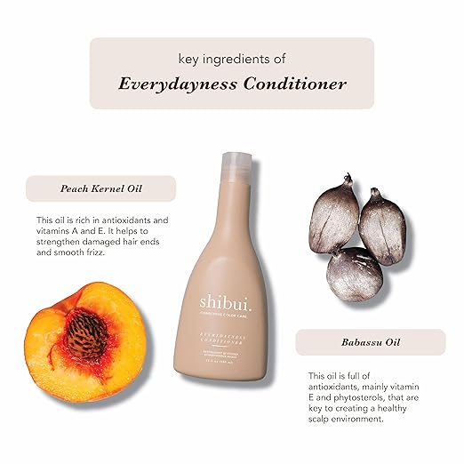 SHIBUI Everydayness Conditioner Lightweight Hydration &amp Color Protection with Peach &amp Babassu Oils for Fine to Medium Hair Color-Safe &amp Silicone-Free
