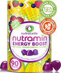 NUTRAMIN Energy Boost Vitamin Gummy - Skip The Coffee &amp Boost Your Energy Caffeine-Free Sugar-Free Vegan B12 Green Tea Ashwagandha Garcinia Cambogia Raspberry Adaptogen - 90 ct