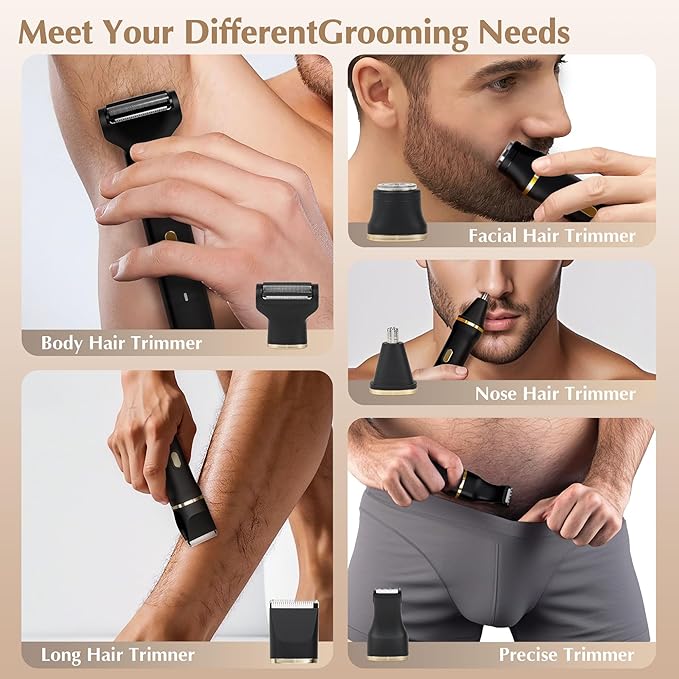 Electric Bikini Trimmer for Women - 5 in 1 Rechargeable Electric Razors for Women IPX7 Waterproof Pubic Hair Trimmer Painless Womens Body Shaver Facial Razor &amp Nose Hair Shaver Black