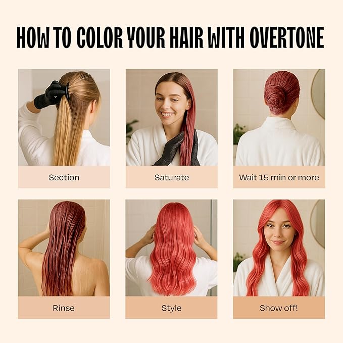 Overtone Semi Permanent Hair Color Conditioner Desert Rose 8 oz Nourishing Damage-Free Color Depositing Mask for All Hair Types with Shea Butter &amp Coconut Oil Vegan &amp Cruelty-Free
