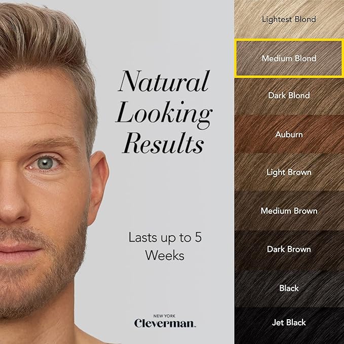 Cleverman Medium Blond All-in-One Reusable Kit for Men's Natural-Looking Gray Coverage - Professional-Quality Hair Beard &amp Mustache Color Ammonia-Free