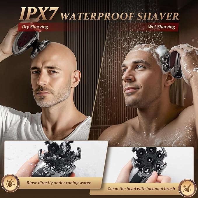Head Shavers for Bald Men Professional 5-in-1 Electric Head Shaver Grooming Kit 7D Floating Wet &amp Dry Electric Razor for Bald Heads with LED Smart Display &amp Type-C Charging for Hair/Face/Bea