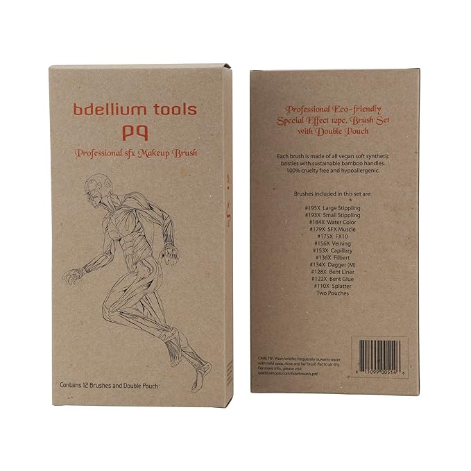 Bdellium Tools Professional Makeup Brush Special Effects SFX Series - 12 pc. Brush Set with Double Pouch (1st Collection)