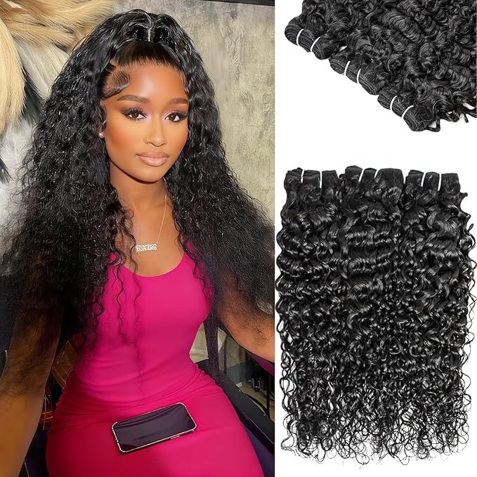 12A Human Hair Bundles Water Wave Bundles Human Hair3 Bundles 26 28 30 Inch Triple Lifespan Virgin Remy Hair100% Unprocessed Brazilian Virgin HairWeft Wet and Wavy Extensions for Black Women