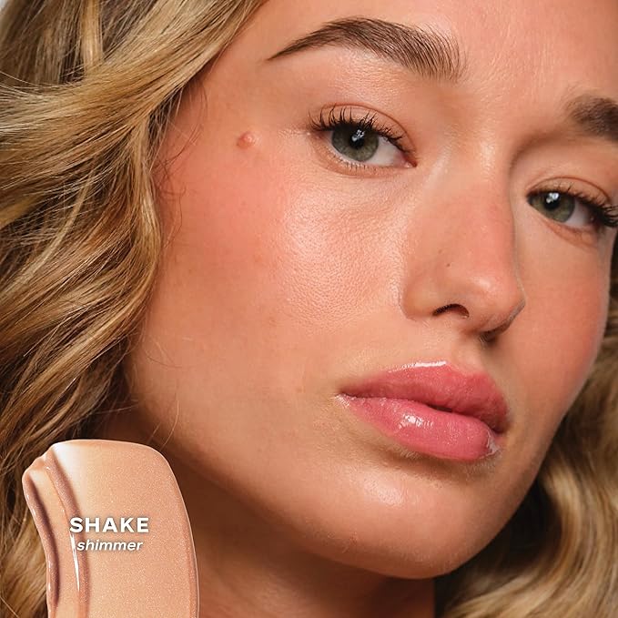 Saie Glossybounce - Hydrating Lip Gloss and Tinted Lip Oil Hybrid with Hyaluronic Acid &amp Jojoba Oil for Non-Sticky Ultra-Shiny Plump &amp Soft Lips - Everyday Makeup Essential - Shake (.17 oz)