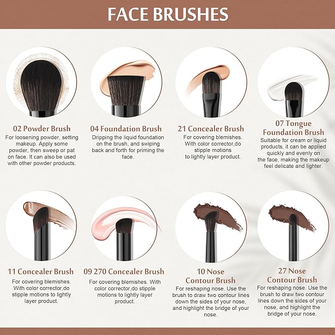 Docolor Makeup Brushes Set Professional 30Pcs Obsidian Makeup Brushes Premium Synthetic Powder Kabuki Foundation Contour Blush Concealer Eye Shadow Blending Eyeliner Crease Eyebrow Make Up Brush Kit