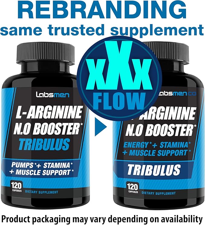 L Arginine Nitric Oxide Supplements for Men - Happy Wife Happy Nights Help Increase Blood Flow Circulation Muscle Pump Pre Workout Male Endurance w/Tribulus - 2 Mons