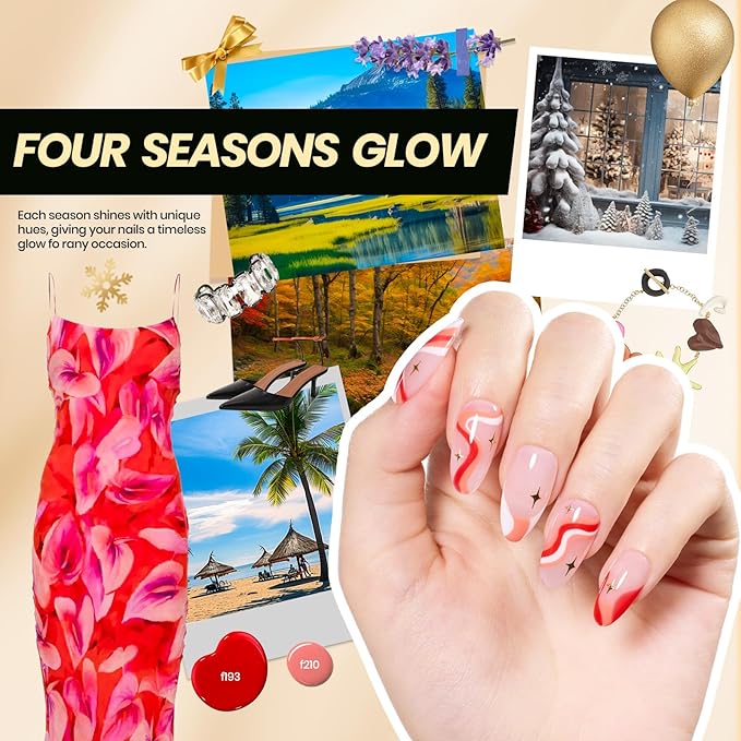 Beetles Gel Nail Polish Kit with U V Light -54 Pcs Gel Nail Kit Four Seasons Glow 32 Colors Set with Base Matte &amp Glossy Top Coat Soak Off Home Salon DIY Manicure Christmas Gifts for Women Teen Gi