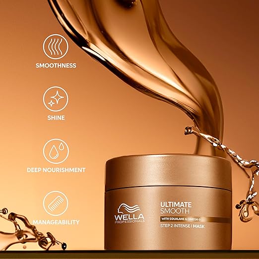 Wella Professionals ULTIMATE SMOOTH Intense Mask with Deep Nourishment | Treatment for Dry Frizzy Hair | Smooths &amp Adds a Silky Shine | With Squalane &amp Omega 9 | Color Safe