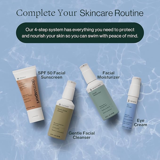 Dermasport Skin Care Set for Athletes: SPF 50 Sport Face Sunscreen &amp Gentle Facial Cleanser - Essential Duo for Pre and Post-Swim Protection &amp Nourishment Designed for Smooth Youthful Skin