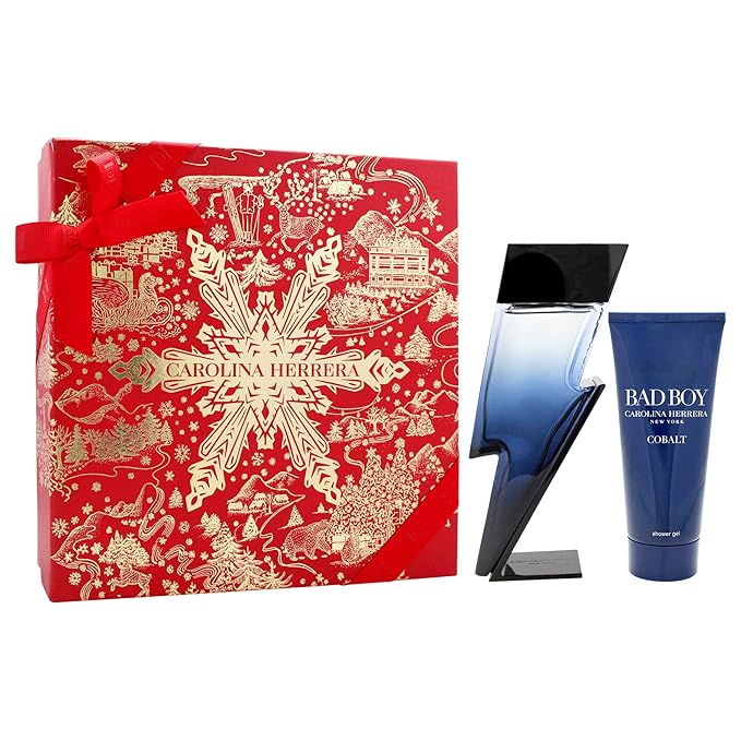 Bad Boy Cobalt Electrique Set by Carolina Herrera for Men - 2 Pc Gift Set 3.4oz EDP Spray 3.4oz Shower Gel