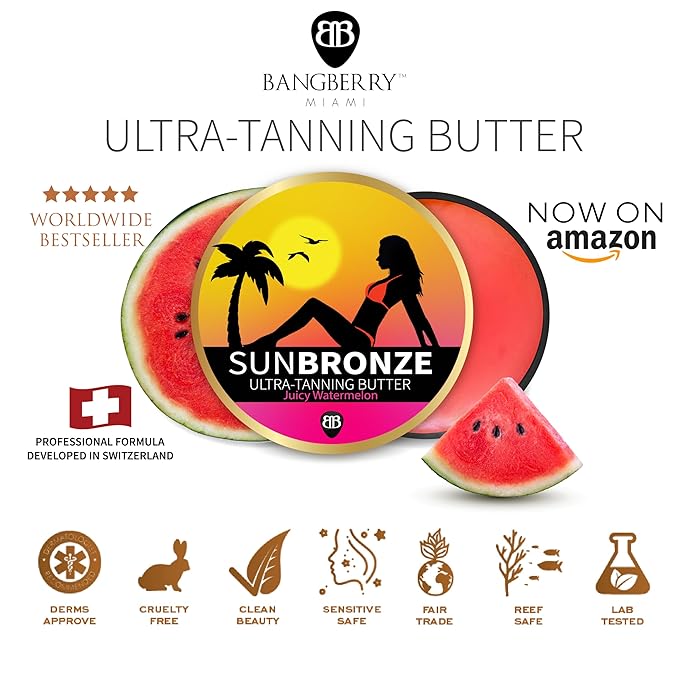 Original Sun Bronze Ultra Tanning Butter - Juicy Watermelon Use in the sun outdoor or tanning bed Better than tanning oil Tan faster with premium natural ingredients Safe for Sensitive Skin