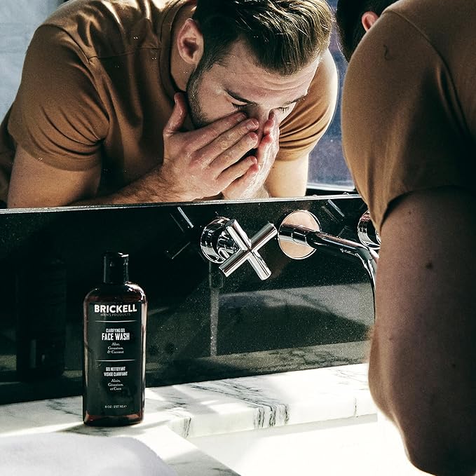 Brickell Men's Daily Elite Face Care Routine I Toner Gel Facial Wash Face Scrub Anti-Aging Night Cream Eye Cream Charcoal Mask and Moisturizer Natural and Organic Scented