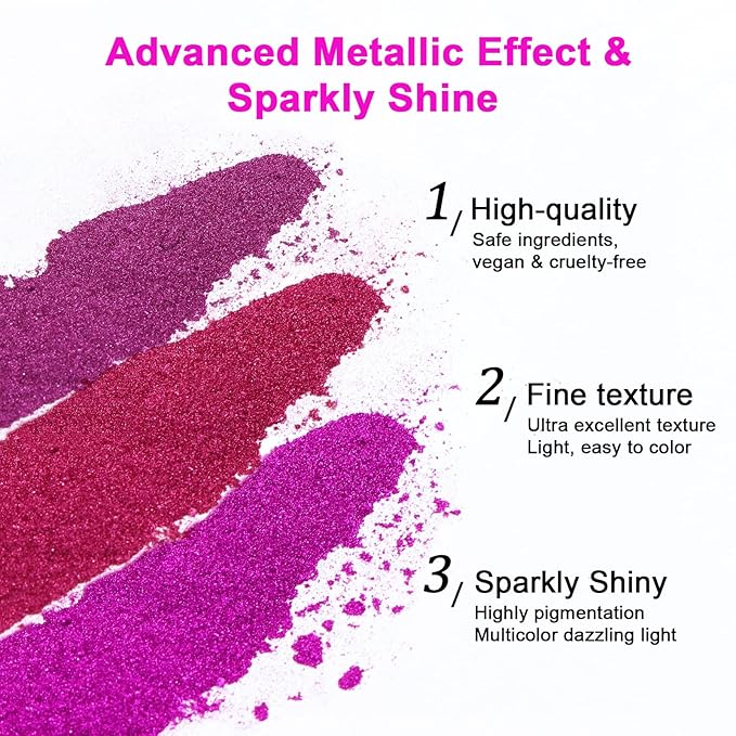 SAVILAND Chrome Nail Powder Set: 36 Colors Metallic Mirror Effect Holographic Chrome Nail Powder Iridescent Chameleon Pigment Manicure DIY Nail Art Decoration Glitter Dust with Sponge Brushes Home Use