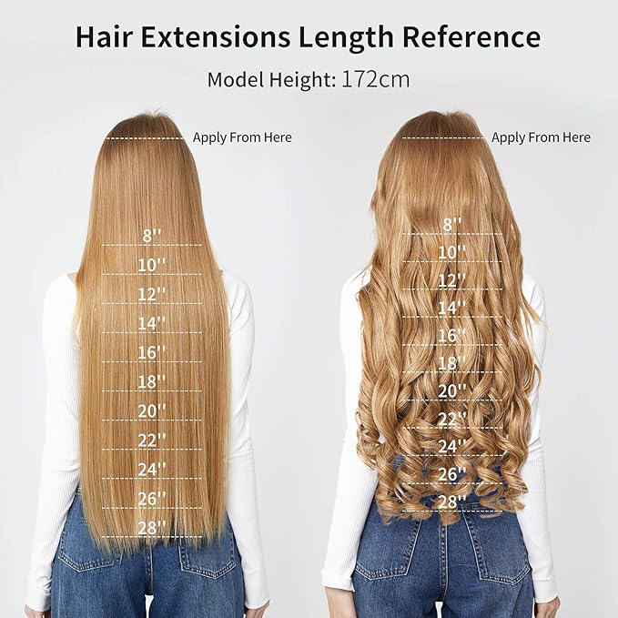 REECHO 20 Straight Long 4 PCS Set Thick Clip in on Synthetic Hair Extensions Dark Brown with Little Reddish