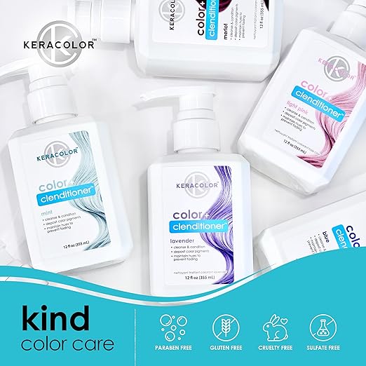 Keracolor Color + Clenditioner 3-in-1 Color-Depositing Conditioner Gentle Cleansing Conditioner Infusing Semi-Permanent Hair Color 9 Shades 33.8 Fl Oz