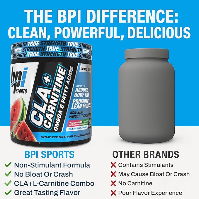 BPI Sports CLA+Carnitine ? CLA L Carnitine &amp Linoleic Acid ? L Carnitine Supplement for Weight Loss Metabolism &amp Lean Muscle ? Caffeine Free ? Watermelon Freeze ? 50 Servings ? 12.34 oz