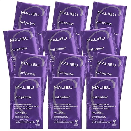 Malibu C Curl Partner Wellness Remedy (12 Packets) - Removes Mineral Build up for Healthier + Bouncier Curly Hair - Contains Gentle Antioxidants for Curly Hair Care