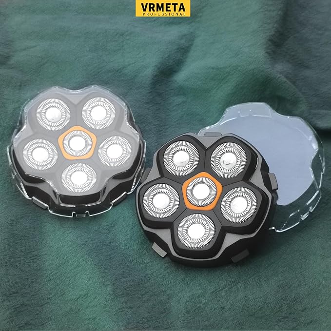 6 Blade Magnetic Replacement Shaving Heads for Bald Men Compatible with All 6D Magnetic Electric Razor (2 PCS VM-072)