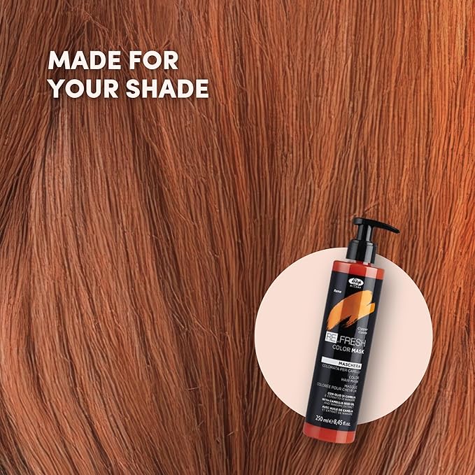 Lisap Color Depositing Hair Mask Copper 8.45 oz Hair Gloss Toner Deep Conditioning Hair Mask Dry Damaged or Color Treated Hair Repair With Hydrating Camellia Oil For Shine &amp Moisturization