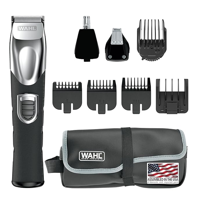 Wahl USA Rechargeable Lithium Ion All in One Beard Trimmer for Men with Detail and Ear &amp Nose Hair Trimmer Attachment ? Model 9854-600B