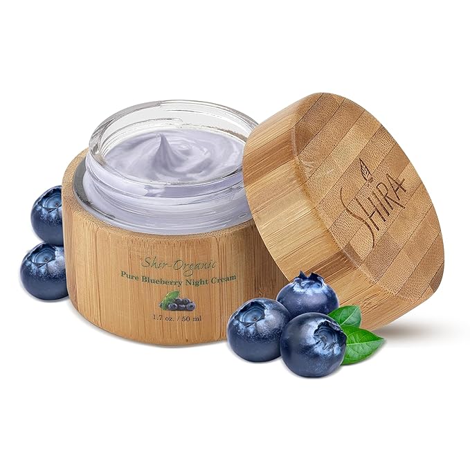 Shira Shir Organic Blueberry Night Cream for Nourished Wrinkle-Free Radiant Skin. Moisturizer Face Cream with Anti-Aging Formula keeps Skin Hydrated Pure Facial Skin Care Product (50ml)
