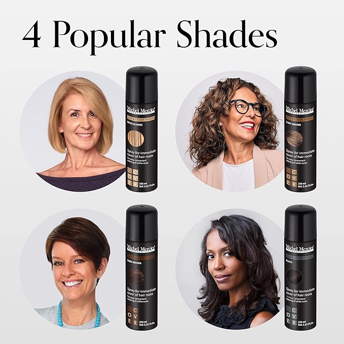 Michel Mercier Hair Root Touch Up Spray with Unique Applicator Protects Hairline and Scalp Health Fast and Easy Grey Hair Cover Up Concealer for Women and Men (Black)
