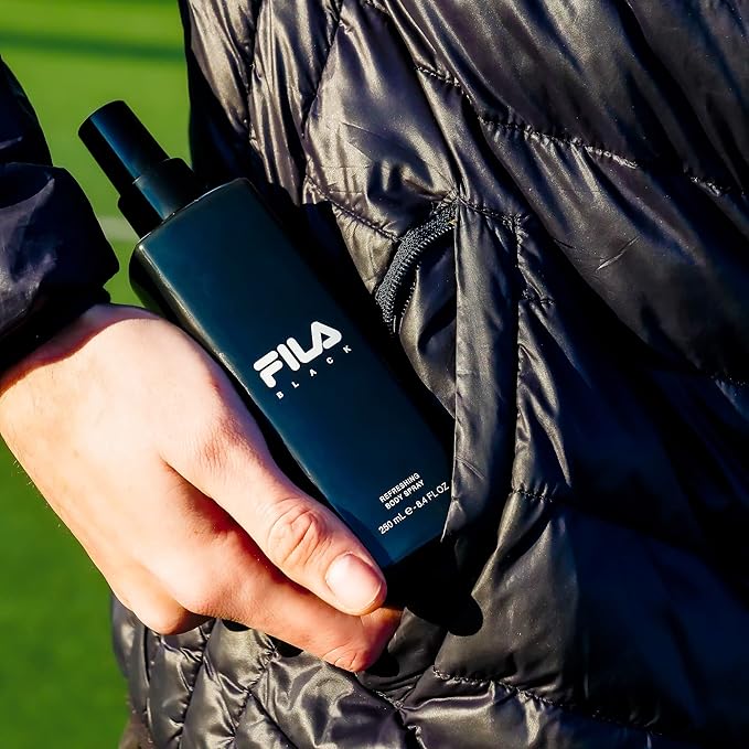 FILA Black - Invigorating and Spicy EDT and Body Spray for Men with Citrus Jasmine and Amber Notes - Cologne for Men with Long Lasting Scent - 2 pc