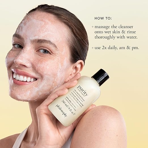 philosophy purity made simple one-step facial cleanser- with meadowfoam seed oil gently cleanses &amp melts away dirt oil &amp stubborn makeup paraben-free face wash