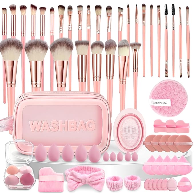 70Pcs Makeup Brushes Set Pink Professional Makeup Brush Set Multi-functional Makeup Brush Kit Eye and Face Makeup Brushes &amp Tools Premium Synthetic Facial Makeup Accessories