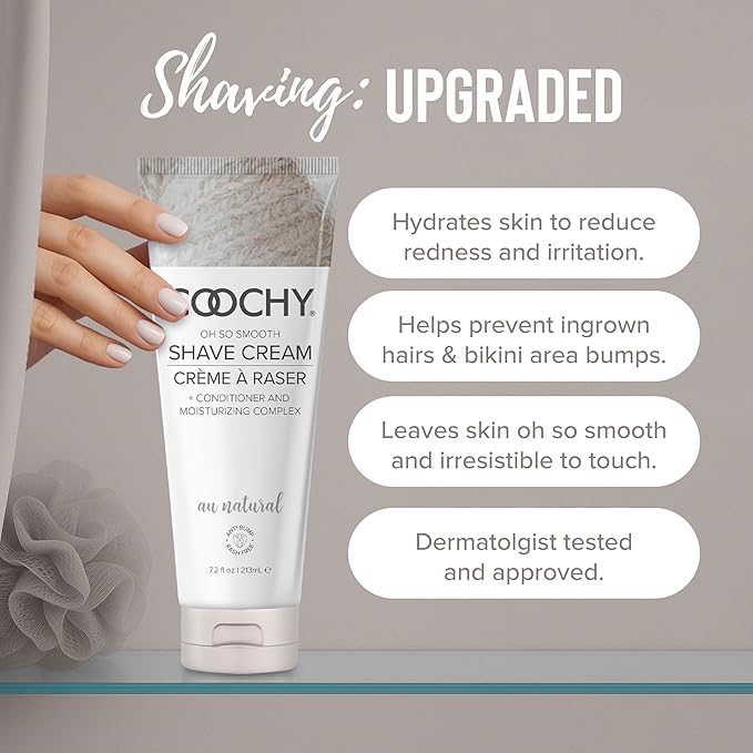 Coochy Shave Cream - Moisturizing Shave Lotion - Gentle Intimate Shaving Cream - For Bikini Area Underarms Legs &amp More - Rash-Free Hydrating Formula - Au Natural 32 oz