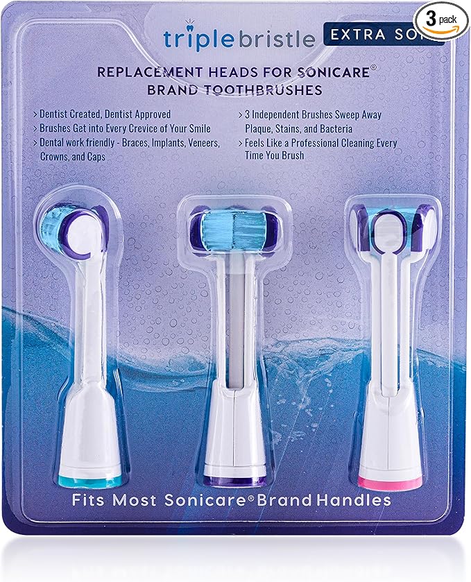 Compatible with Philips Sonicare® ONLY - Replacement Toothbrush Heads - Fits ONLY DiamondClean Flexcare+ HealthyWhite+ 2 Series Plaque Control 3 Series Gum Health (Extra Soft Bristles - 3 Pack)