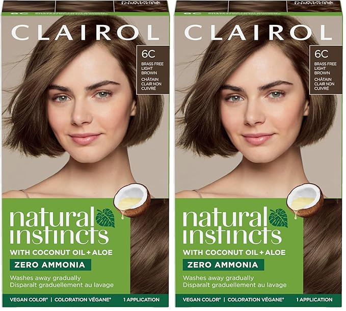Clairol Natural Instincts Demi-Permanent Hair Dye 6C Light Brown Hair Color Pack of 2