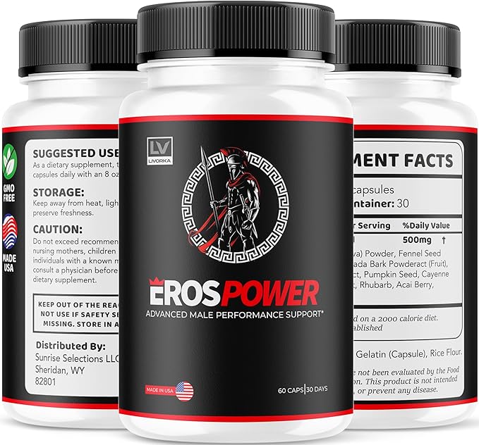(3 Pack) Eros Power Supplement - Eros Power Supplement For Men Eros Power Eros Powder Supplement ErosPower Advanced Formula Eros Power Capsules For Men Eros Power Pills 180 Capsules For 3 Months