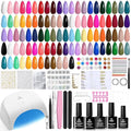 Beetles Gel Nail Polish Kit with U V Light - 53 Pcs Emotional Spectrum Pro 32 Colors Gel Nail Kit with Base &ampMatte &ampGlossy Top Coat and Tools Decoration Manicure Set Soak Off Gifts for Women G