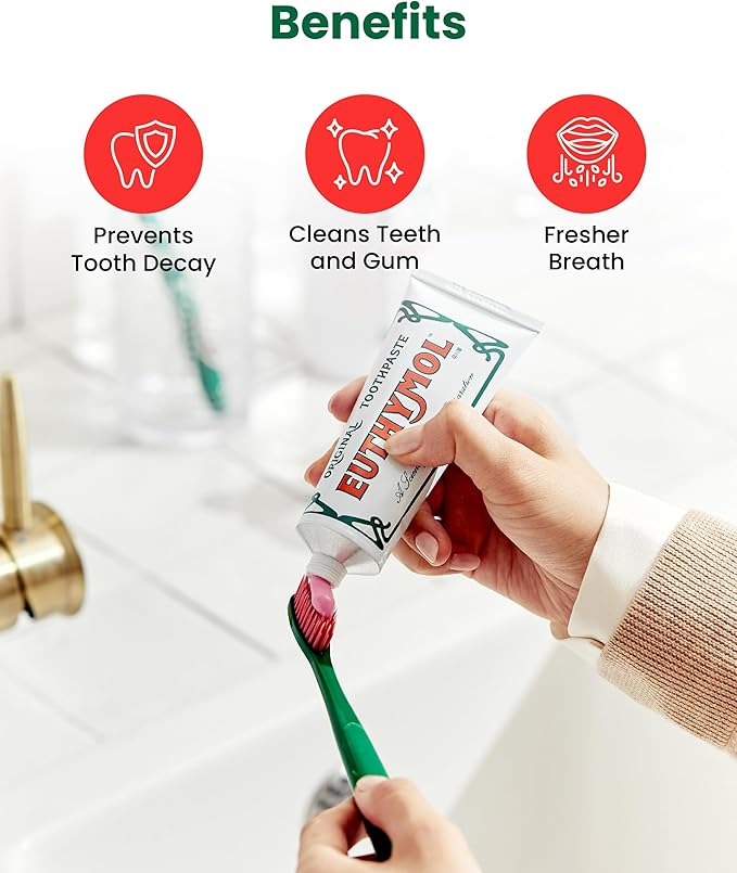 Euthymol Original Toothbrush (Regular 6 Count) - Standard-Sized Curved Soft Bristles for Sensitive Teeth Gums. Effective Gentle Cleaning for Entire Family.