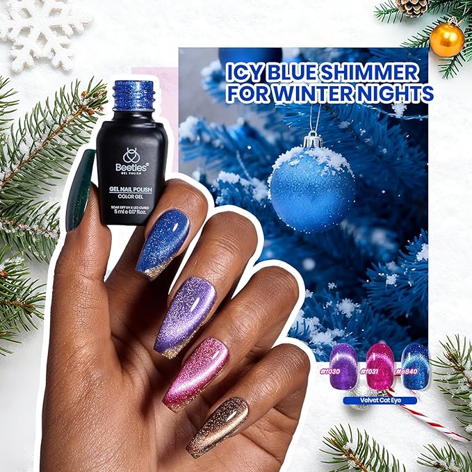 Beetles Cat Eye Gel Nail Polish Set - 36 Colors Gift Spree Red Purple Brown Green Burgundy Magnetic Christmas Gel Polish Kit Base Glossy Matte Top Coat Soak off UV DIY Salon Nail Art Gift for Women