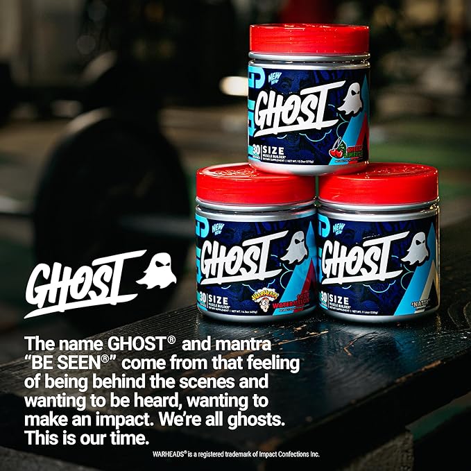 GHOST Size V3 Muscle Builder Dietary Supplement - Warheads Sour Watermelon 30 Servings ? Support Muscle Growth &amp Strength Building for Men &amp Women - Creatine &amp Betaine - Free of Sugar &am