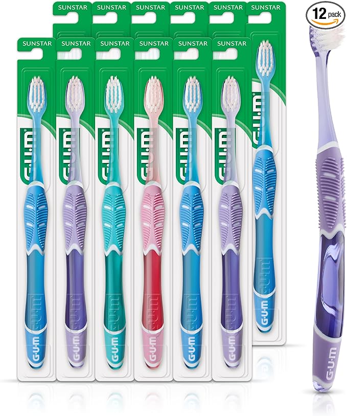 GUM Technique Deep Clean Sensitive Toothbrush Compact Head &amp Ultra Soft Tapered Bristles for Adults with Sensitive 1ct (12pk)