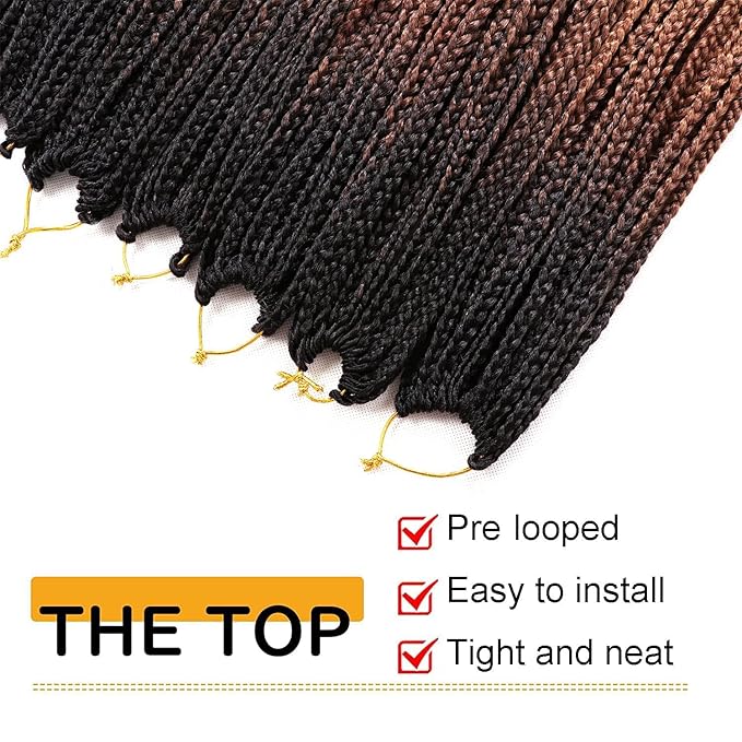 7 Packs Goddess Box Braids Crochet Hair 18 Inch Ombre Prelooped Crochet Box Braids Crochet Hair for Black Women Braiding Hair (18 Inch (Pack of 7) 1B/30/27)