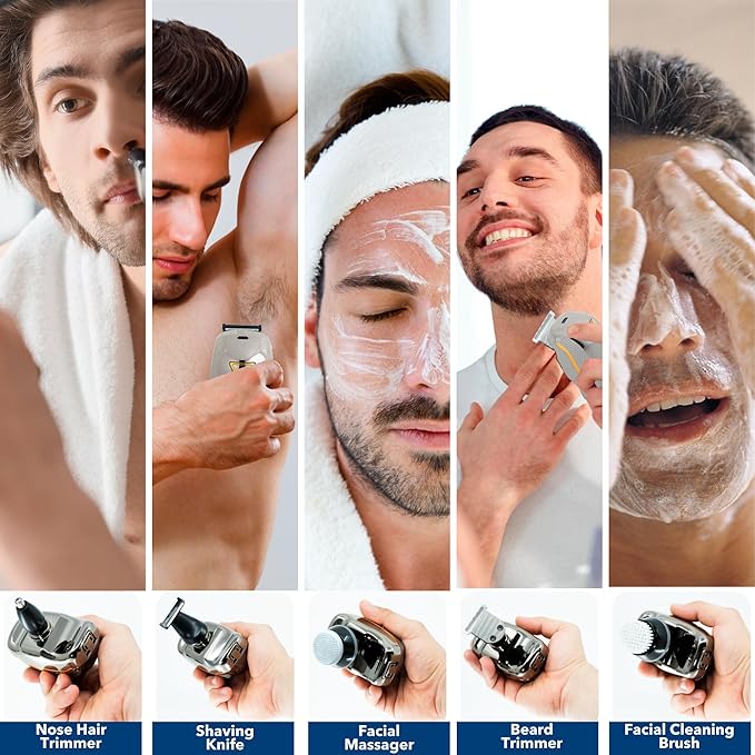 Head Shaver for Bald Man Cordless Electric Shavers - Detachable Heads Shavers for Men Waterproof Mens Razors for Shaving Rechargeable 7D Rotary Head ShaverNose Hair TrimmerEar Hair Trimmer for Men