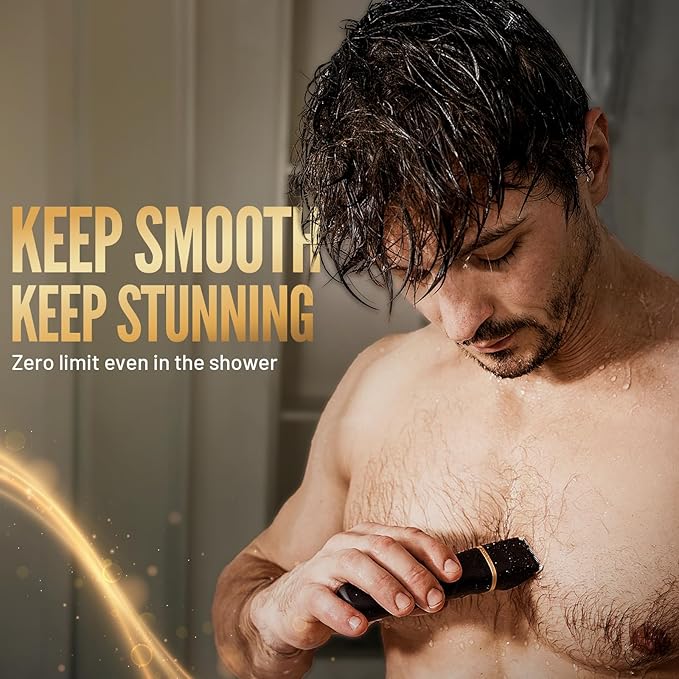 Electric Razor for Men IPX7 Waterproof Versatile Shaver for Temple Groin Nose Ear Hairs Beard Body Hair Trimmer Painless Grooming Kit with 2 Replaceable Heads Birthday Gifts for Men