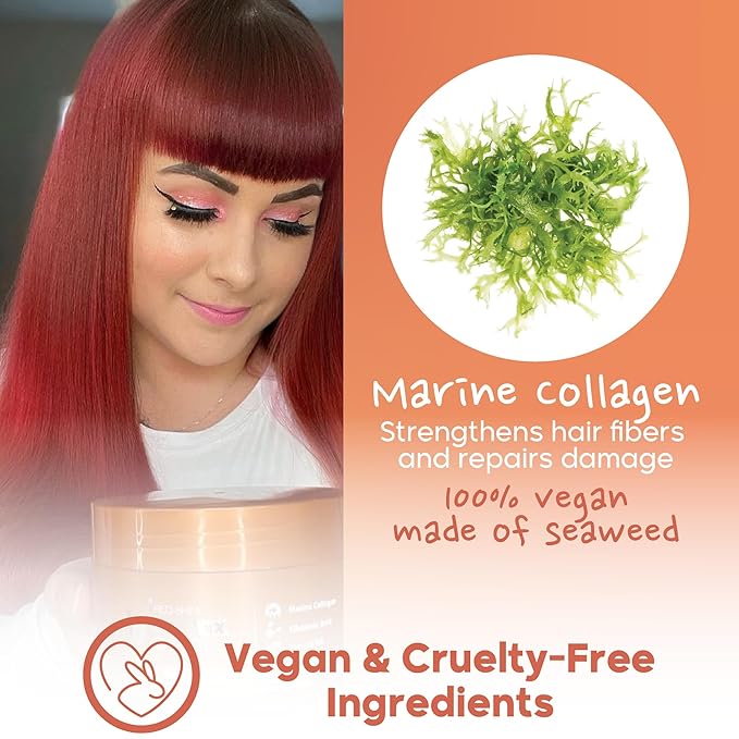 HAIR MASK FOR DAMAGED HAIR Red Shine Color BONDOX HAIR 8.8 oz Depositing Mask Almond Oil Formaldehyde-Free Repairs the Hair Elasticity and Flexibility Softens Moisturizers Marine Seaweed Collagen