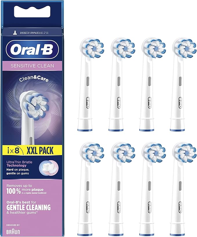 Oral-B Sensitive Clean Replacement Brush Heads x 8 Original Refill for Electric Toothbrush White 200 gram