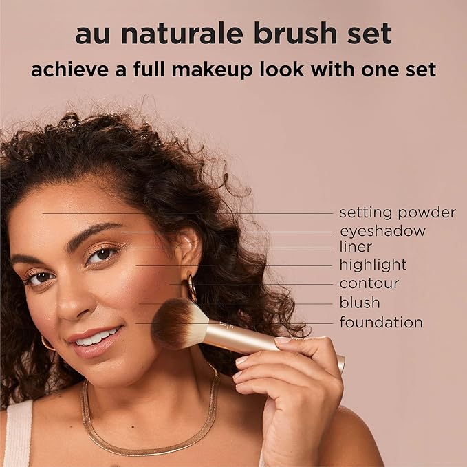 Real Techniques 9 Piece Au Naturale Makeup Brush Set For Liquid Cream &amp Powder Eyeshadow Foundation Blush Bronzer &amp Contour Travel Friendly Brushes Gift Set Cruelty-Free Bristles