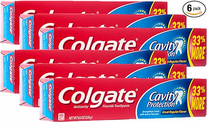 Colgate Cavity Protection Fluoride Toothpaste Regular Flavor - 8 oz Pack of 6